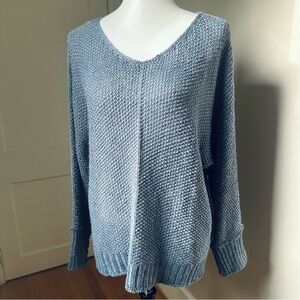 BlueIvy Reverse Seam Open Knit Blue Sweater